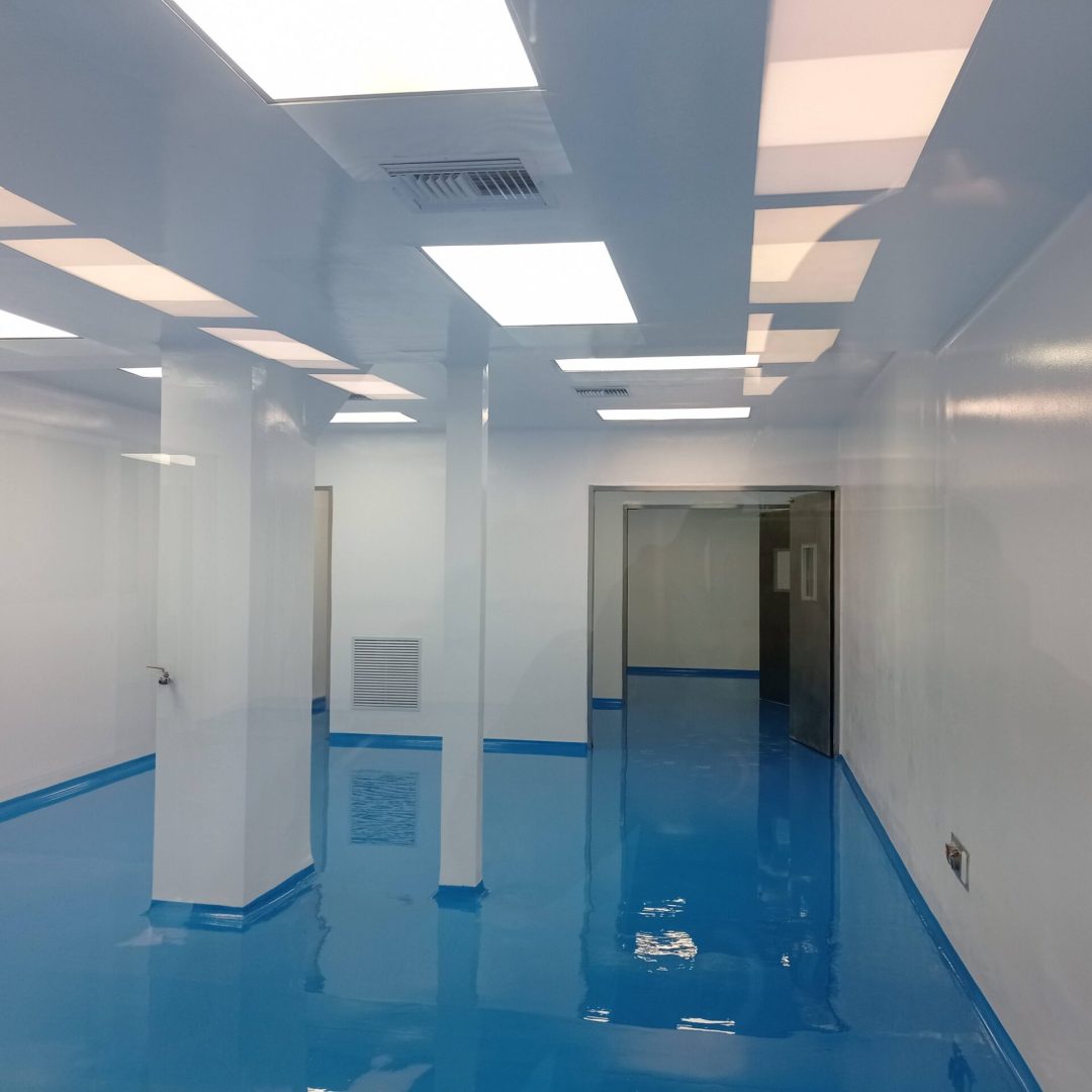 Infraestructura farmacéutica pared y piso epóxido acabados